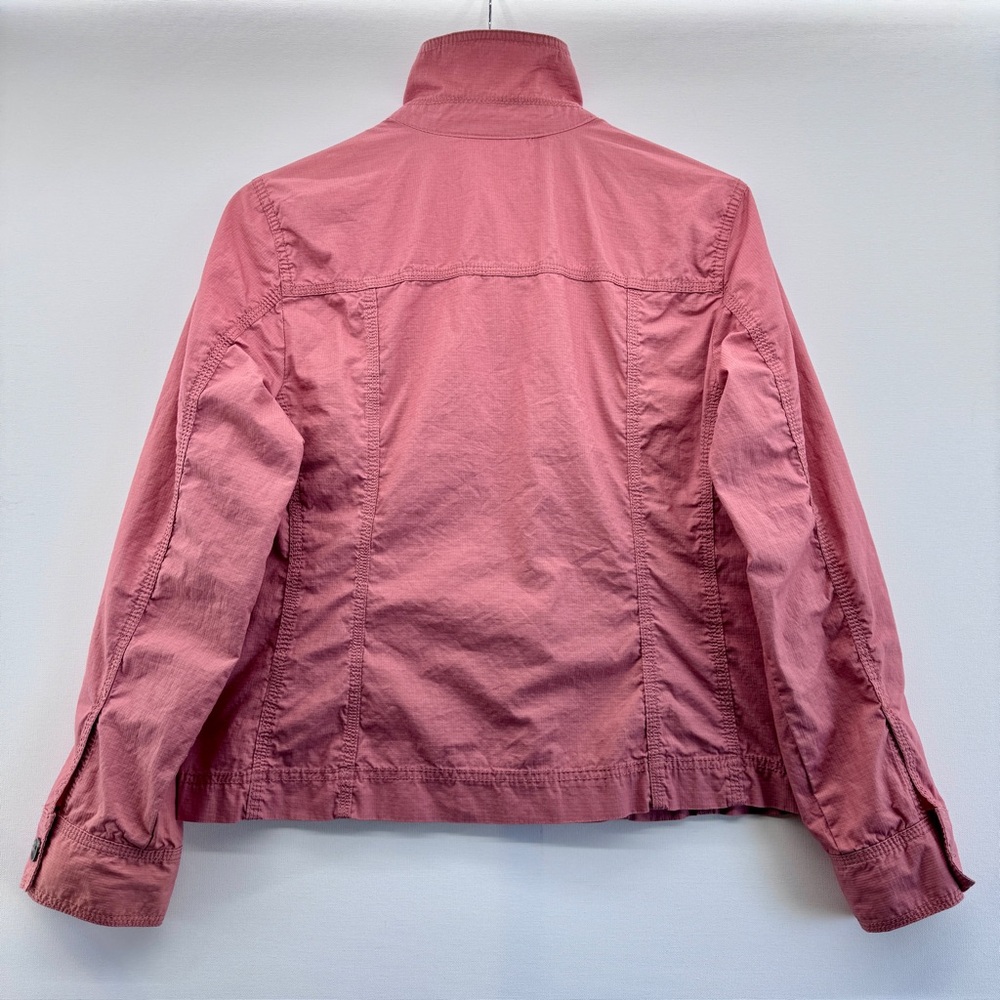 Croft & Barrow Pink Utility Jacket Full Zip Size Medium Safari Style 100%Cotton - Picture 3 of 11